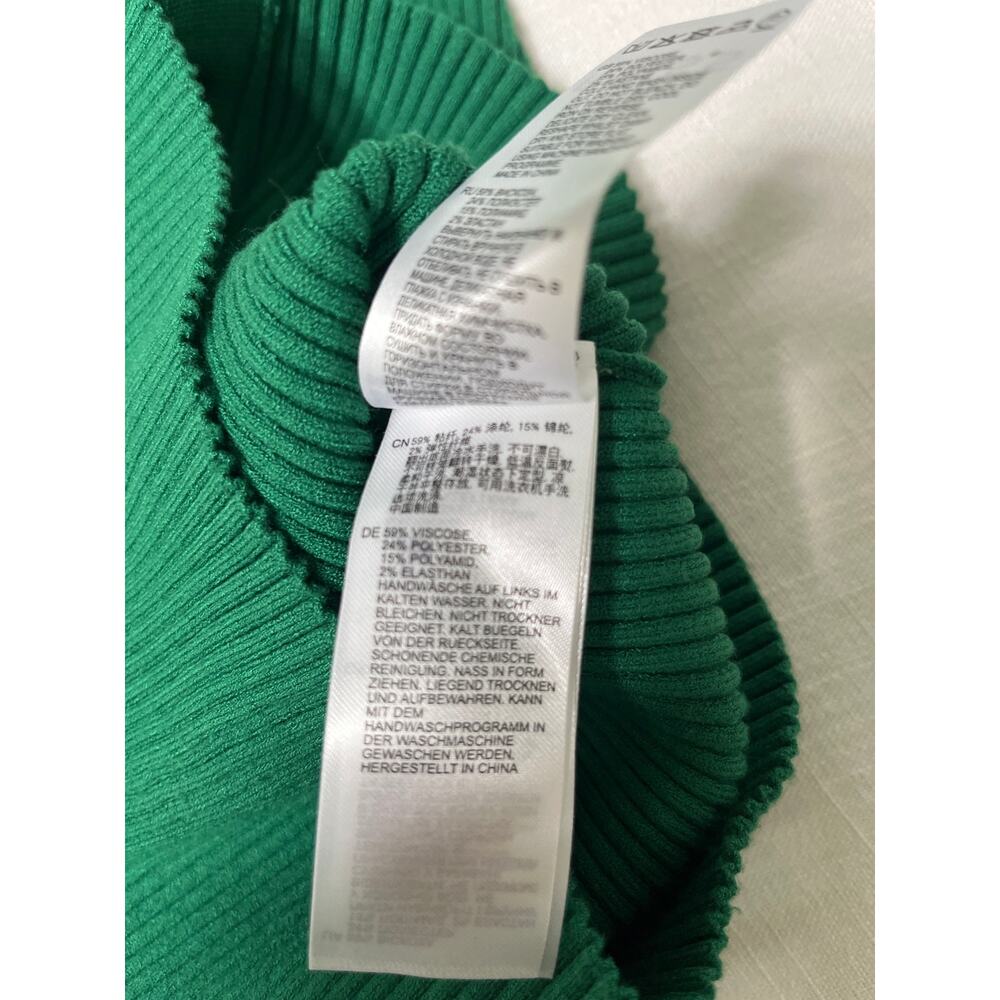 REISS Rhiannon Collared Button Front Ribbed Green Mini Dress Size S - Picture 4 of 9